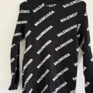 Balenciaga Black and White Logo long sleeve top